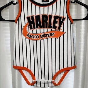 Kids Harley Davidson "Team Player" Striped One-Piece in White & Orange